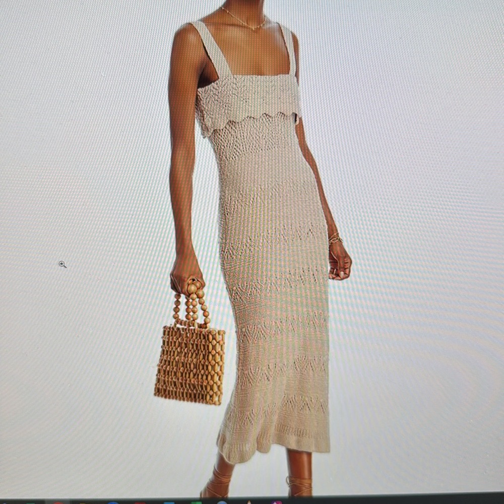 Aqua Brown Pleated Sundress Maxi